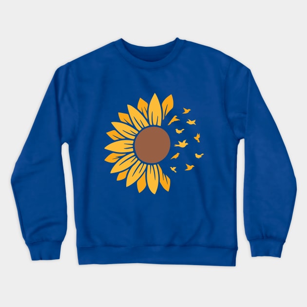 Sunflower with birds flying/breaking away Crewneck Sweatshirt by Rebel Merch